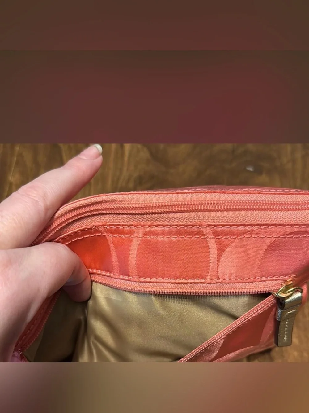 Coach Coral Signature cosmetic bag